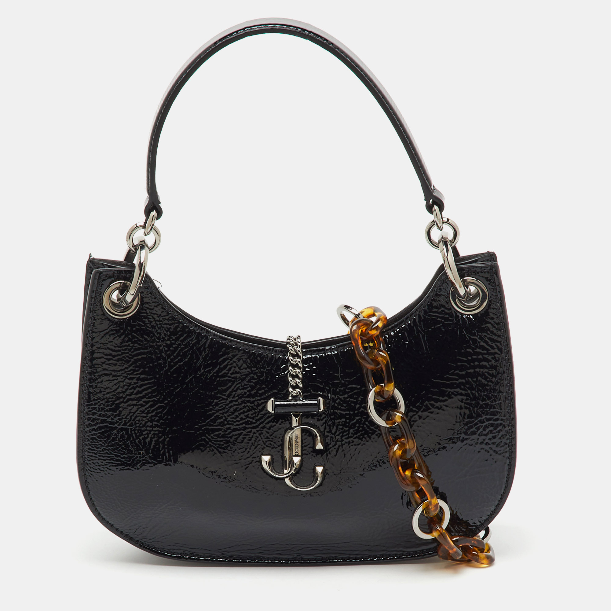 Pre-owned Jimmy Choo Black Patent Leather Varenne Hobo