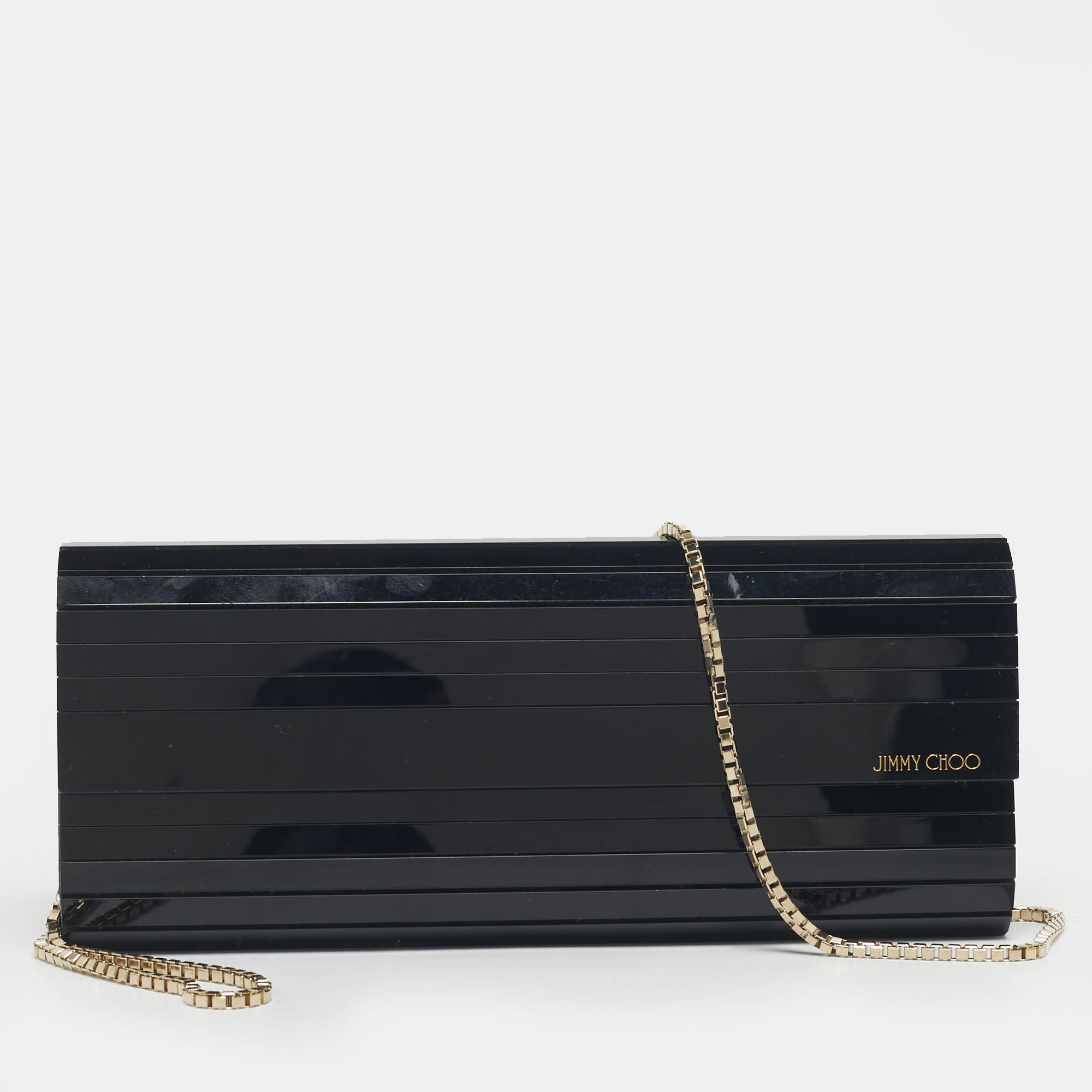 

Jimmy Choo Black Acrylic Sweetie Chain Clutch