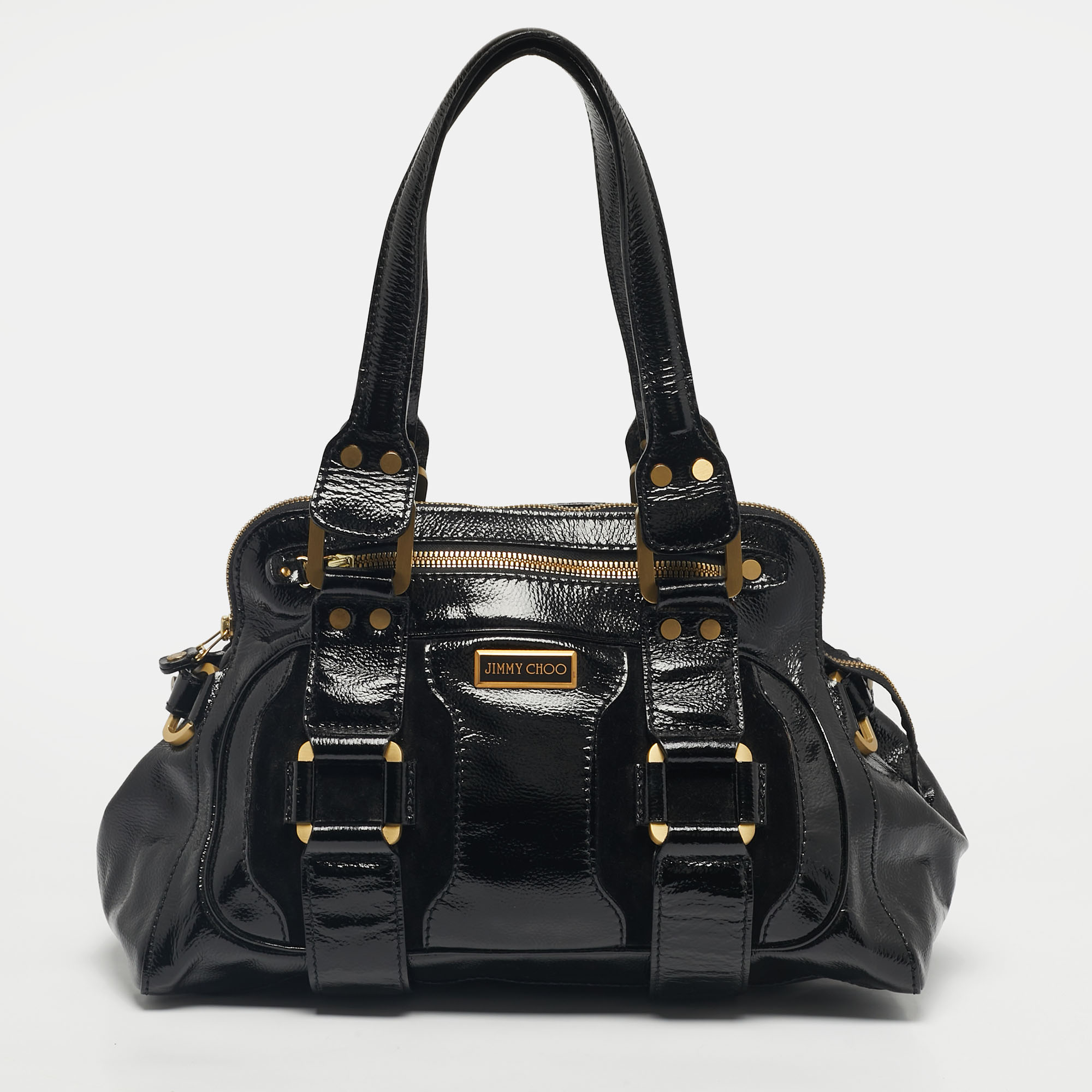 

Jimmy Choo Black Patent Leather Malena Bag