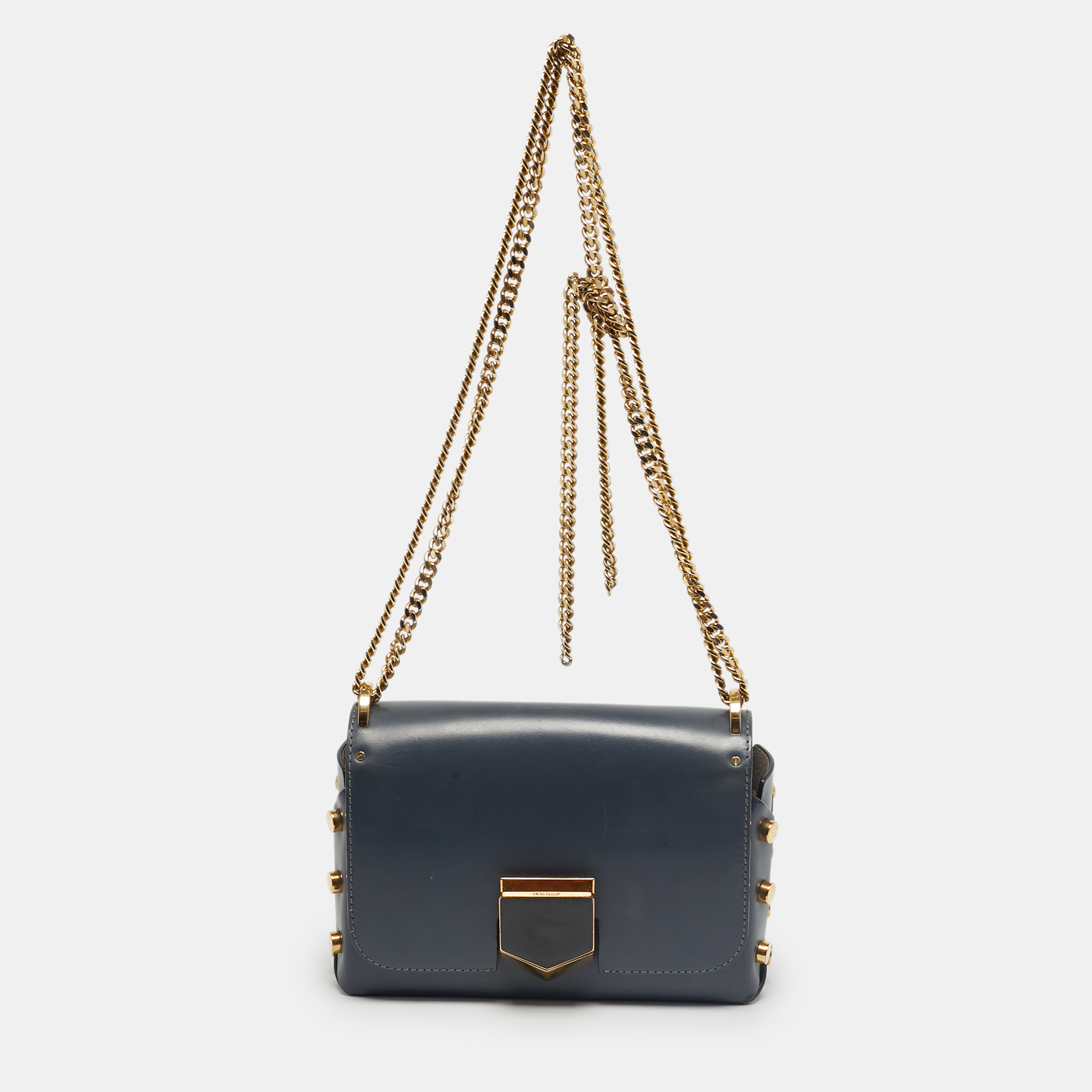 

Jimmy Choo Blue Leather Lockett City Shoulder Bag