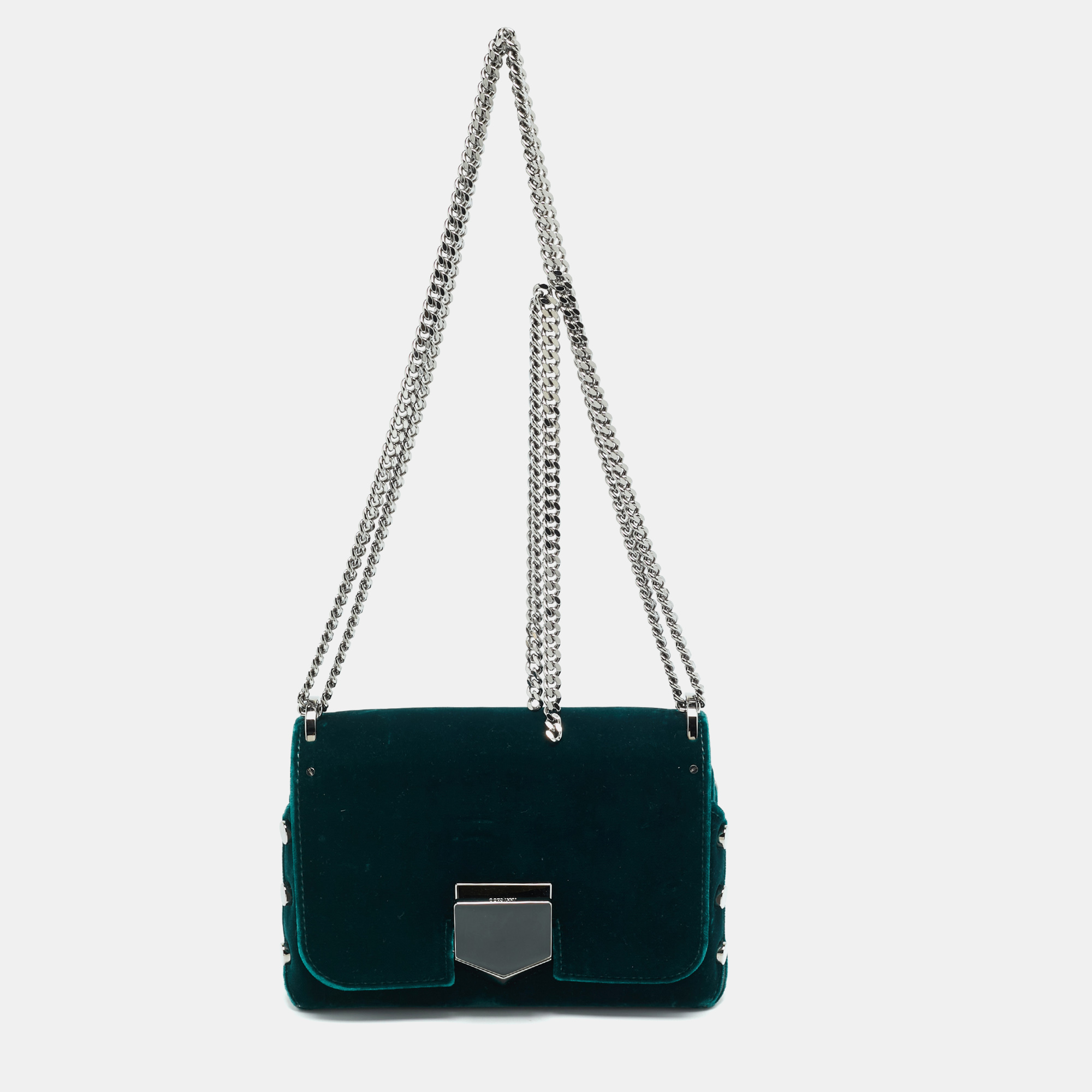 

Jimmy Choo Lockett City Green Velvet Shoulder Bag