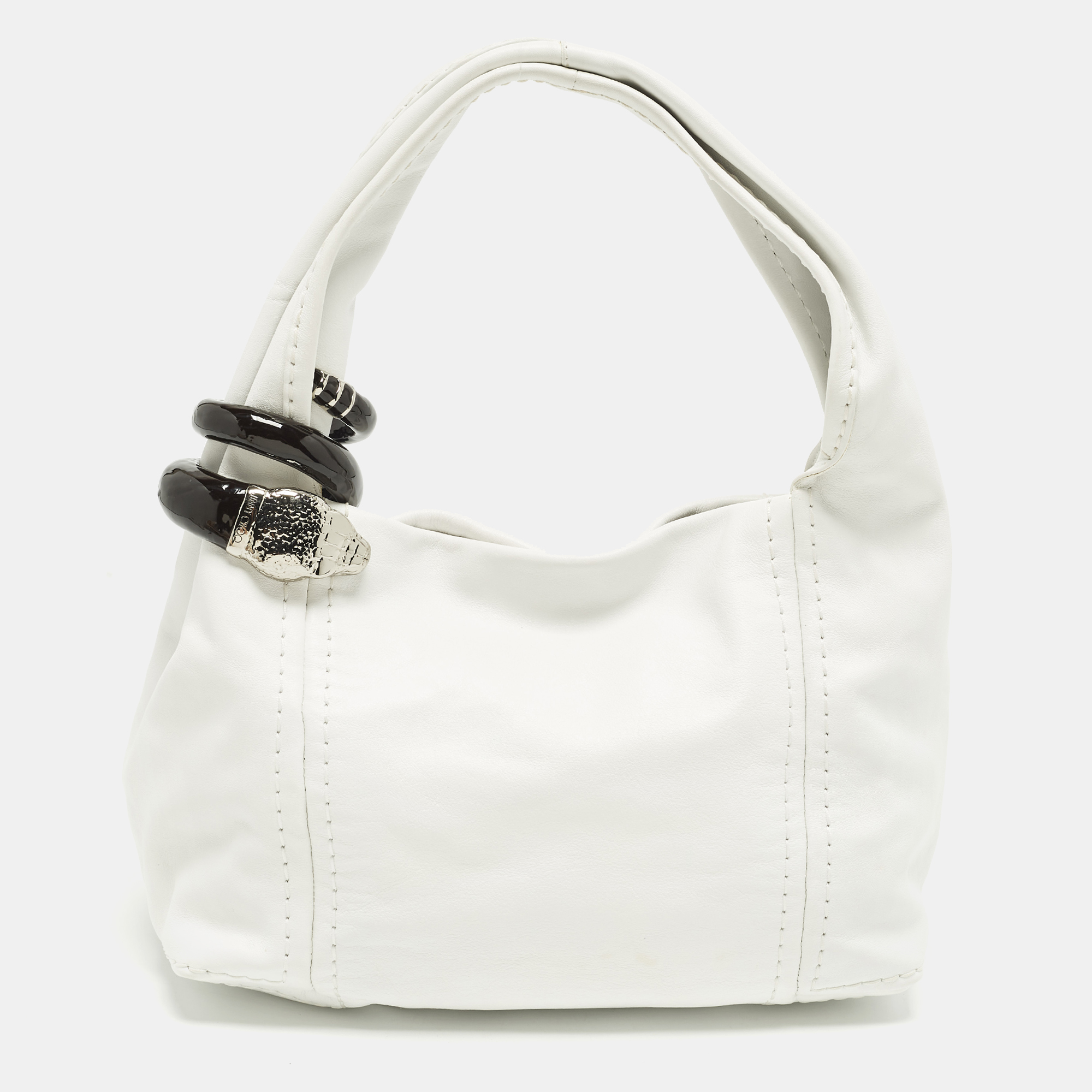 

Jimmy Choo Saba White Leather Hobo