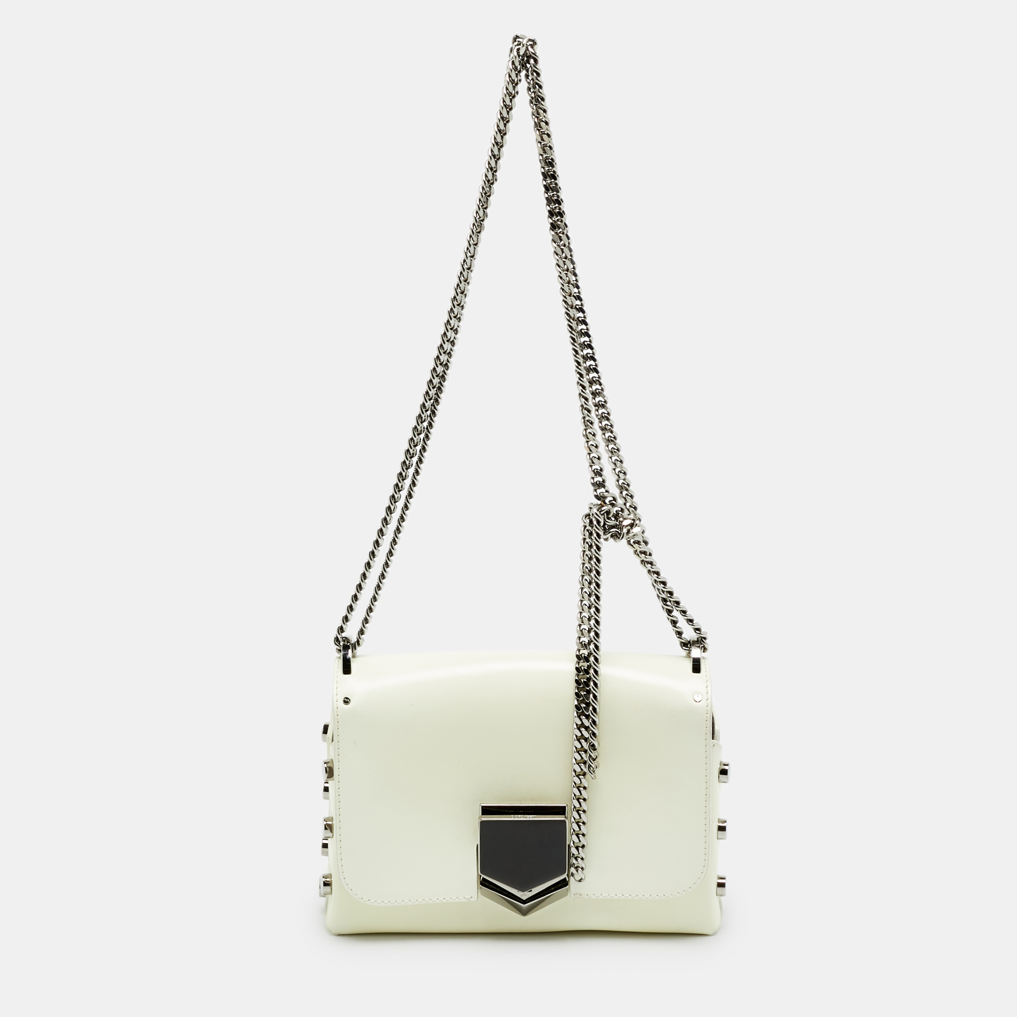 

Jimmy Choo Lockett City Off White Brushed Leather Shoulder Bag