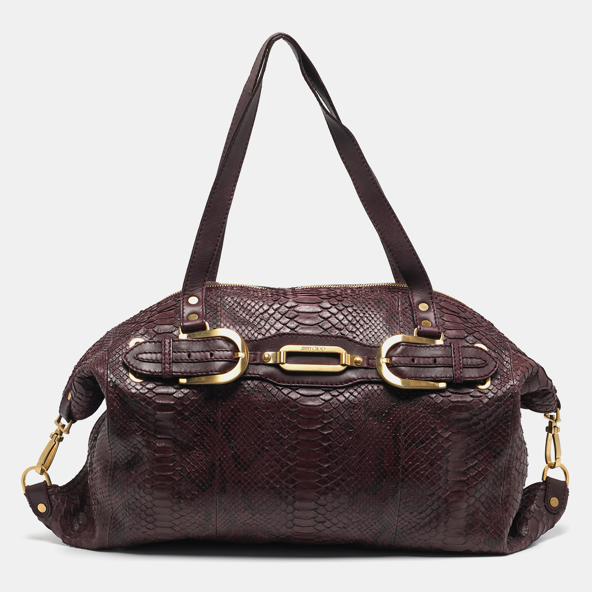 

Jimmy Choo Purple Python and Leather Weekender