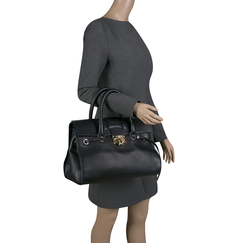 

Jimmy Choo Navy Blue Grainy Leather Rosalie Top Handle
