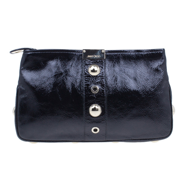 Pre Owned حقيبة كلتش جيمي تشو زولو جلد سوداء