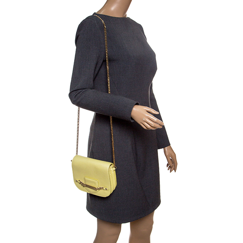 

Jimmy Choo Yellow Leather Shadow Chain Crossbody Bag