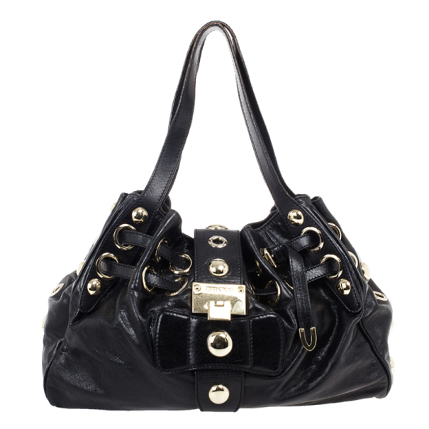 Jimmy Choo Black Leather Riki Shoulder Bag Jimmy Choo | The Luxury Closet