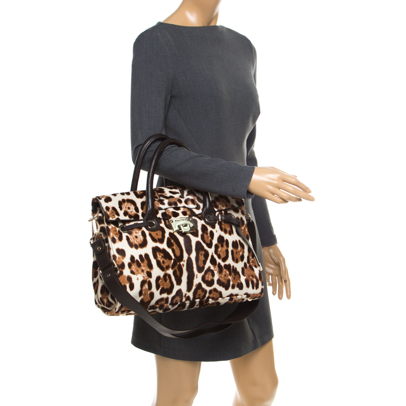 

Jimmy Choo Dark Brown Leopard Print Calf Hair Rosalie Top Handle