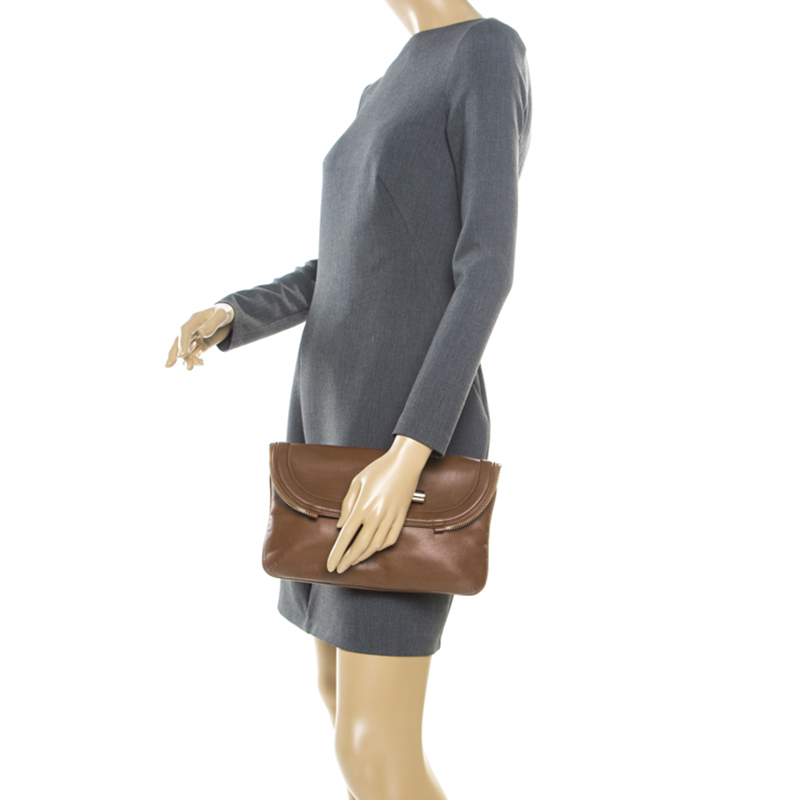 

Jimmy Choo Brown Leather Jasmine Clutch