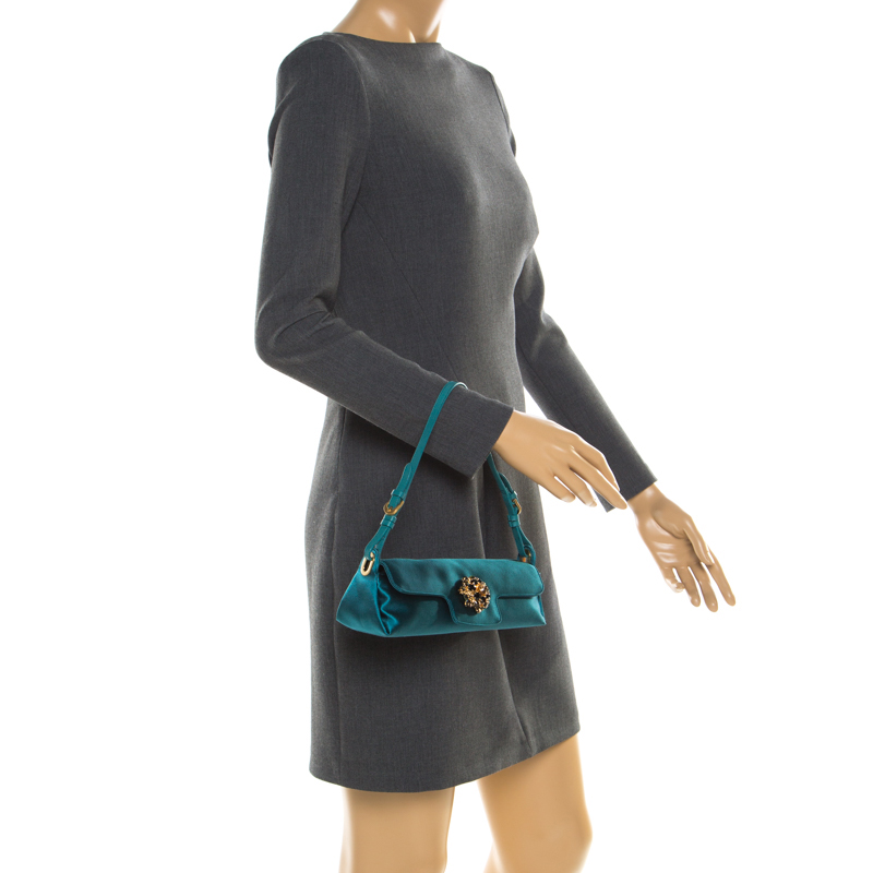 

Jimmy Choo Blue Satin Crystal Tulita Shoulder Bag
