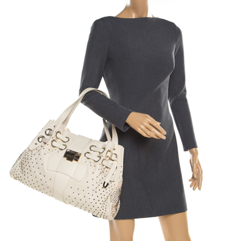 

Jimmy Choo Cream Leather Riki Tote