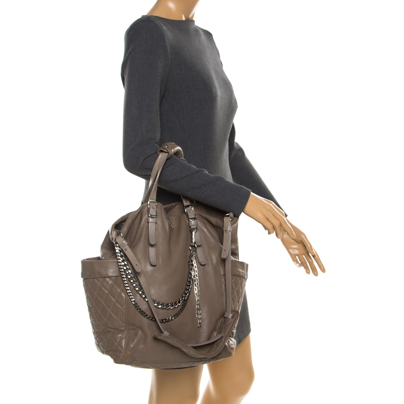 

Jimmy Choo Taupe Leather Blare Tote, Grey