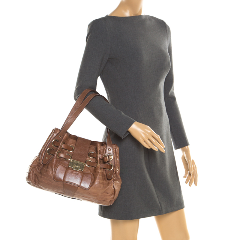 

Jimmy Choo Brown Eel Leather Riki Tote