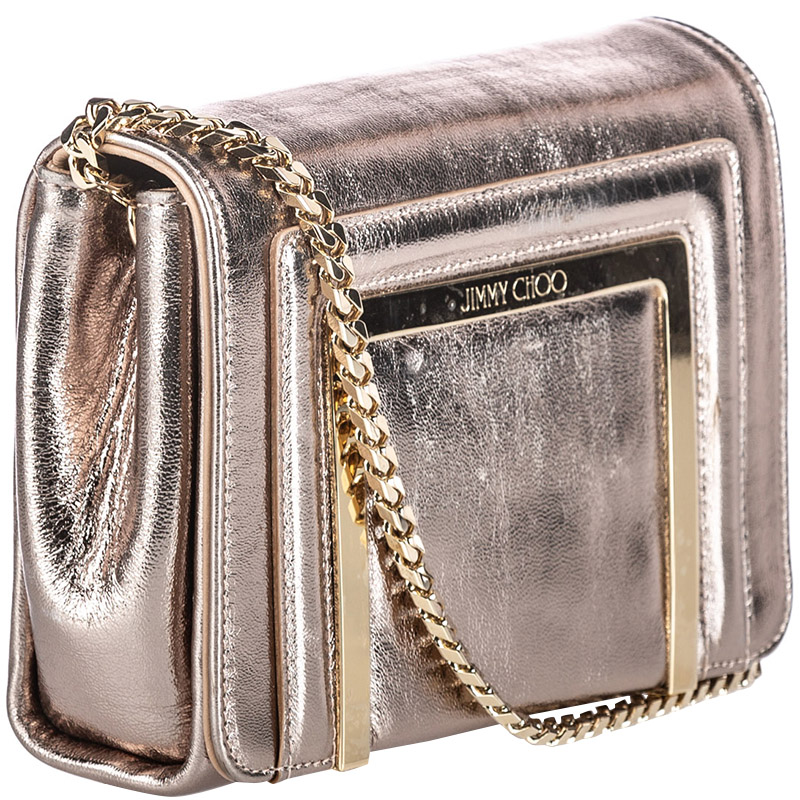 

Jimmy Choo Metallic Gold Leather Ava Crossbody Bag