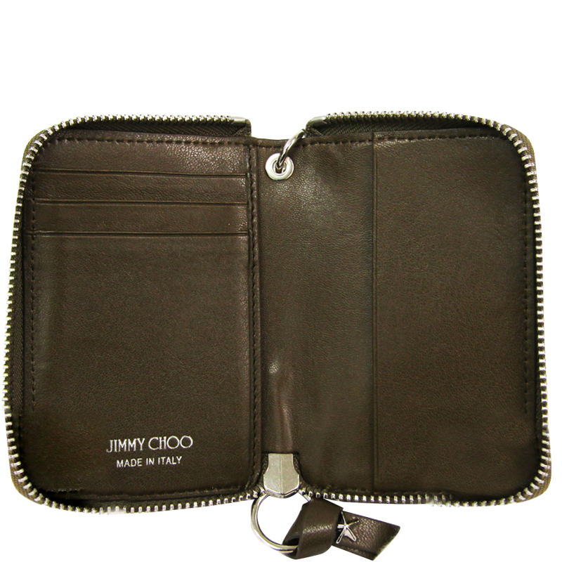 

Jimmy Choo Army Green Leather Cadet Zip Around Wallet