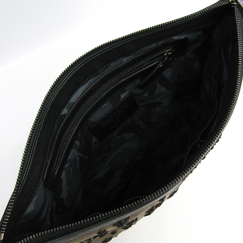 

Jimmy Choo Khaki/Black Leather Derek Clutch Bag