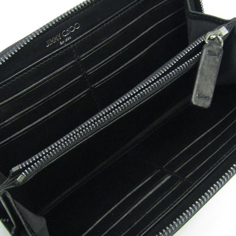 

Jimmy Choo Black/Silver Leather Zip Around Wallet