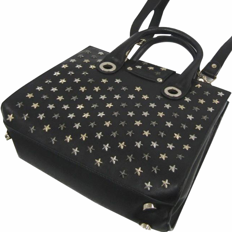 

Jimmy Choo Black Star Studded Leather Riley Top Handle Bag