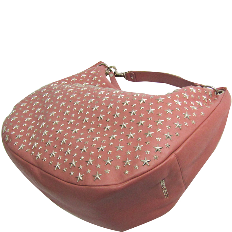 

Jimmy Choo Pink Leather Star Studded Solar Hobo