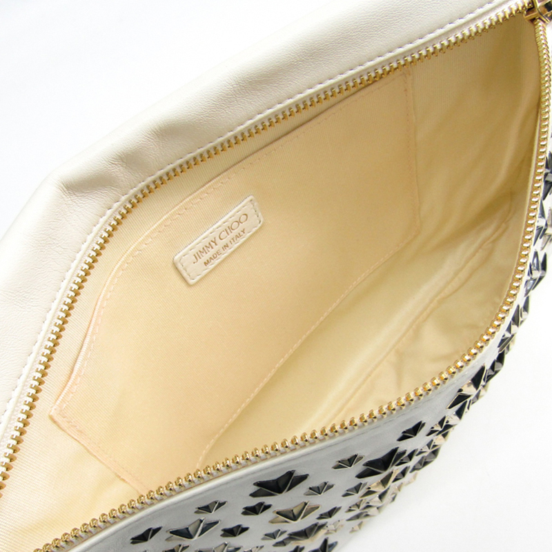 

Jimmy Choo White Leather Studded Clutch Bag