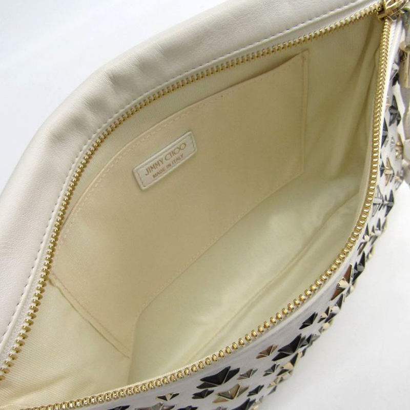 

Jimmy Choo White Leather Studded Clutch Bag