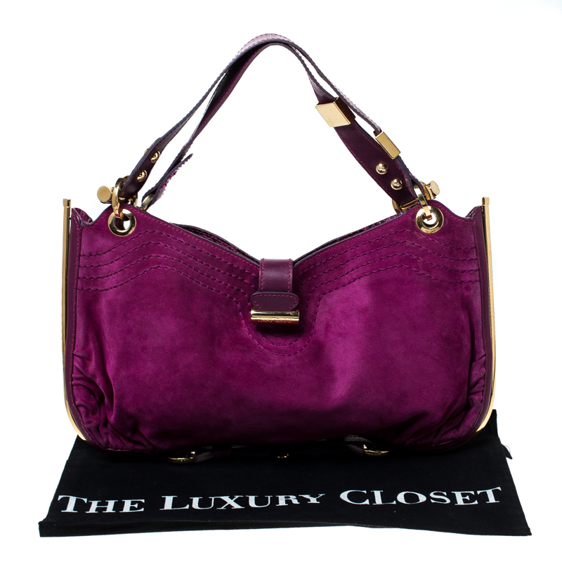 Pre-owned Jimmy Choo Purple Suede And Leather Alex Shoulder Bag