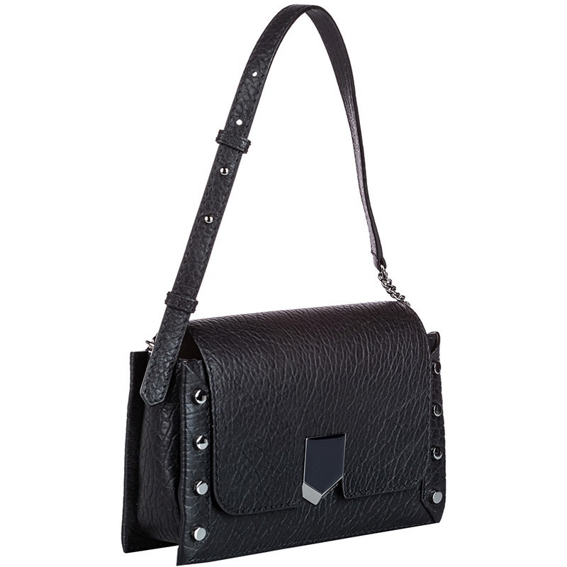 

Jimmy Choo Black Leather Embossed Lockett Shoulder Bag