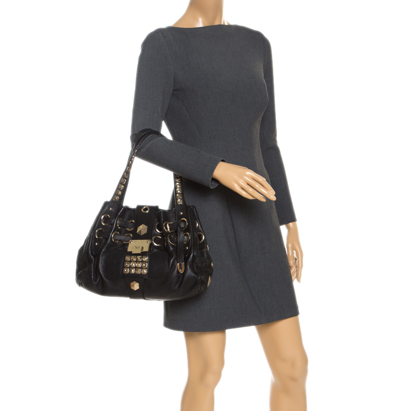 

Jimmy Choo Black Leather Studded Riki Tote