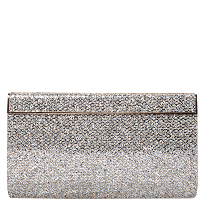 مملوكة مسبقًا حقيبة كلتش جيمي تشو كايلا ذهبية / فضية براقة