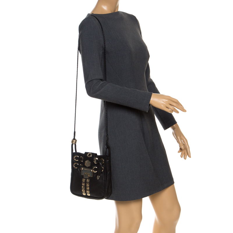 

Jimmy Choo Black Leather Studded Crossbody Bag