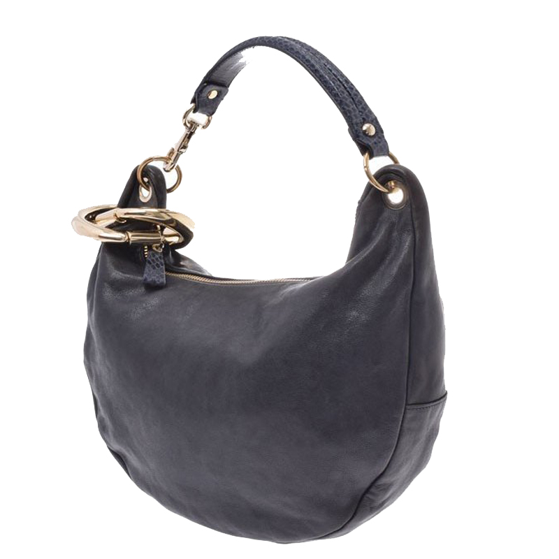 

Jimmy Choo Black Leather  Solar Hobo Bag