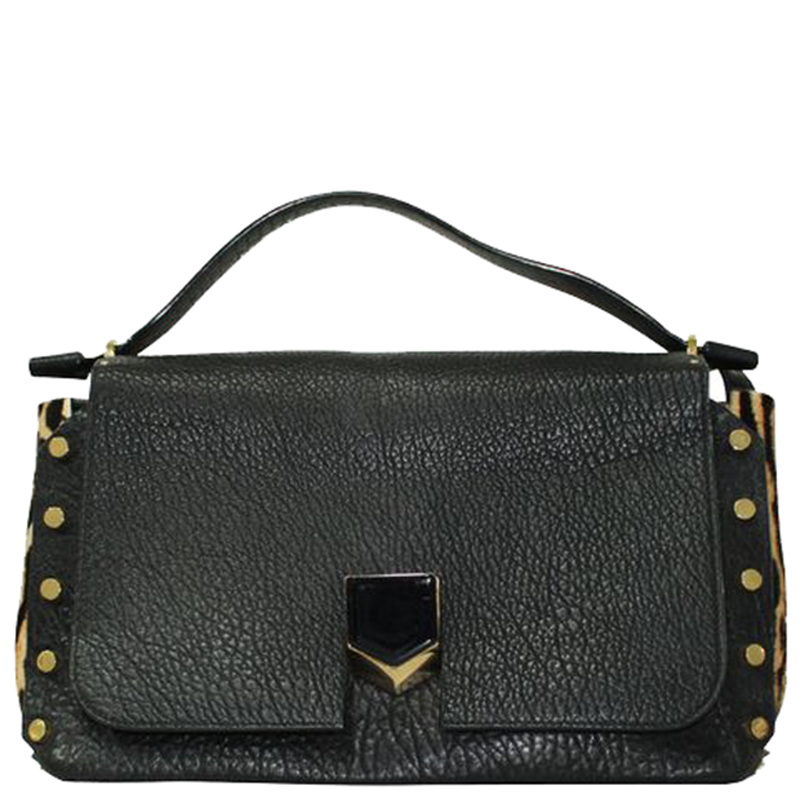 Pre-owned Jimmy Choo Black Leather Top Handle Bag