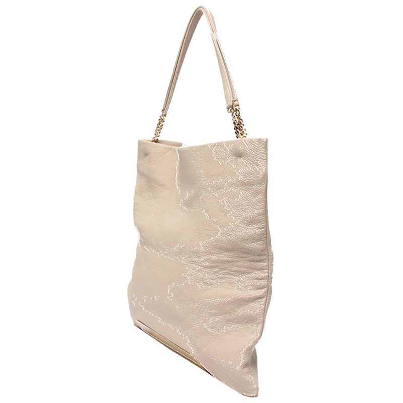 

Jimmy Choo Beige Leather Chain Tote Bag