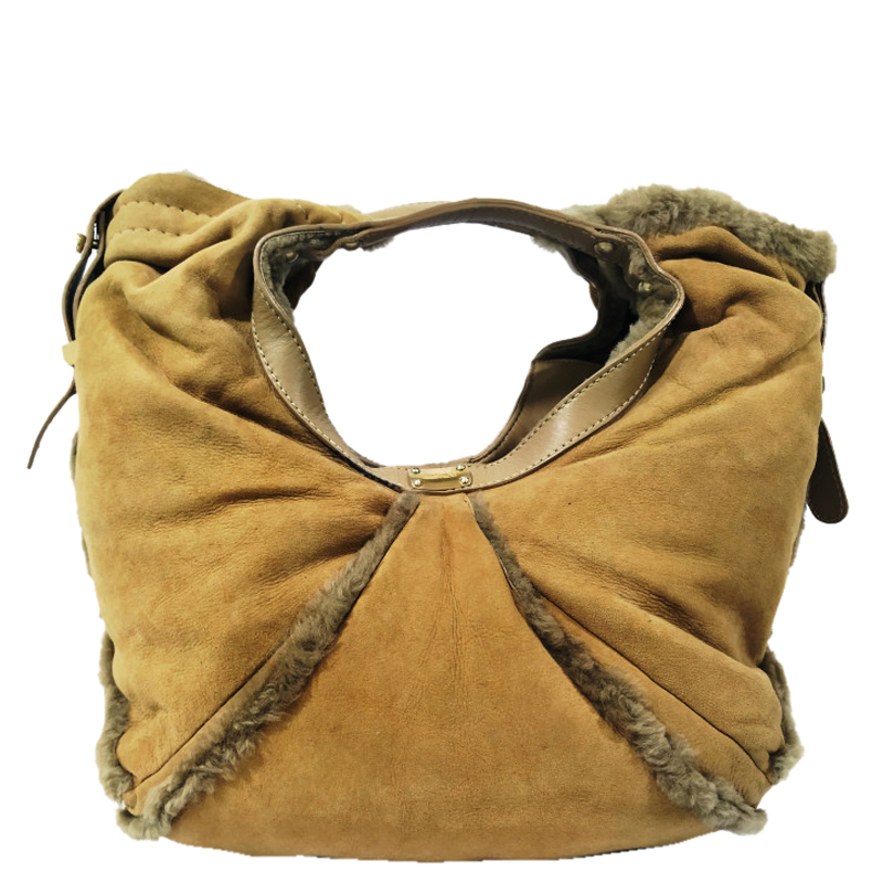 Pre-owned Jimmy Choo Brown Fur And Camel Leather Hobo Bag