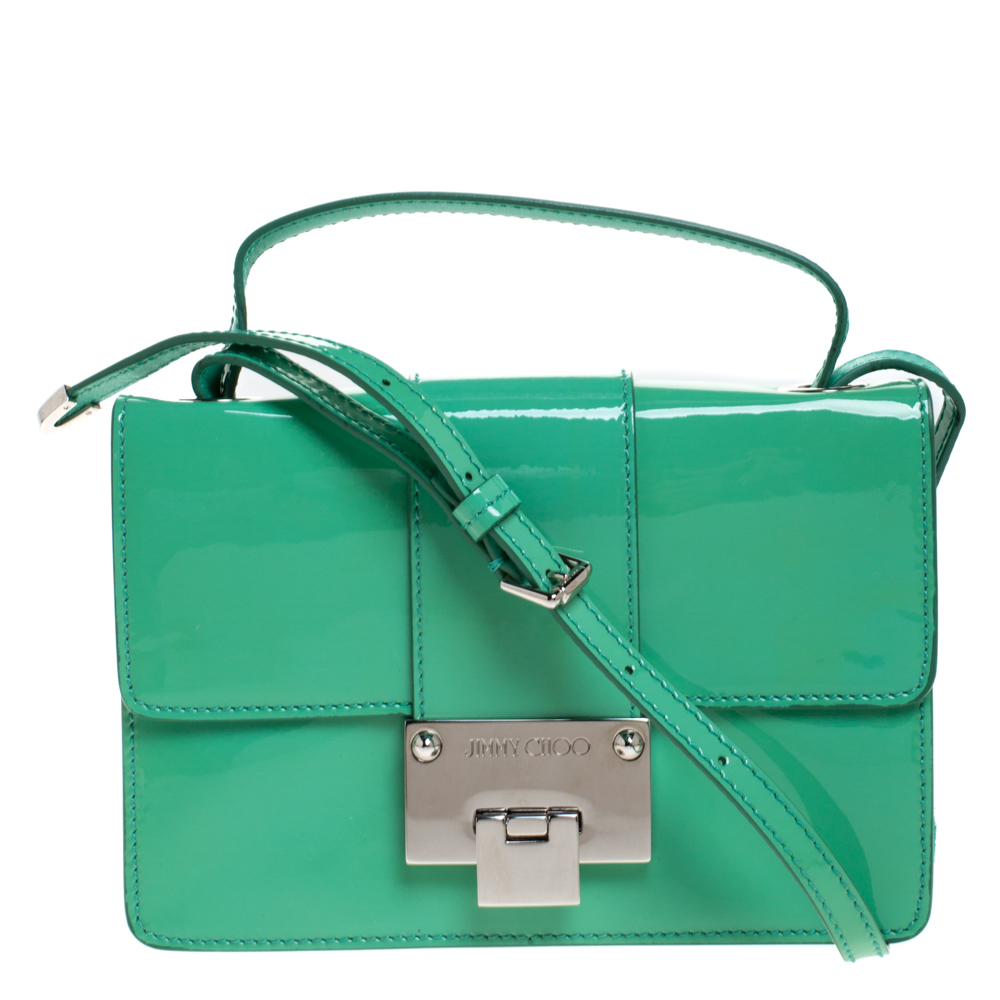 Jimmy Choo Green Patent Leather Mini Rebel Crossbody Bag