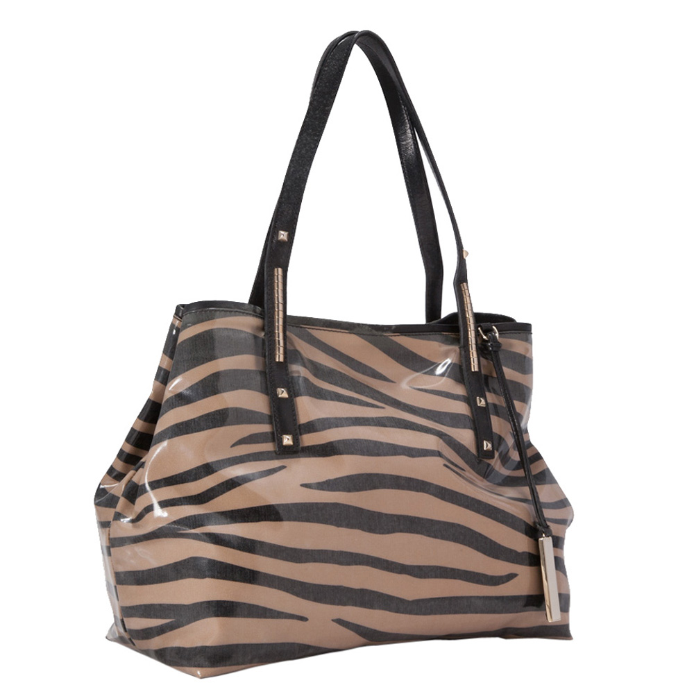 

Jimmy Choo Brown Coated Canvas Zebra Print Scarlet Tote Bag, Beige