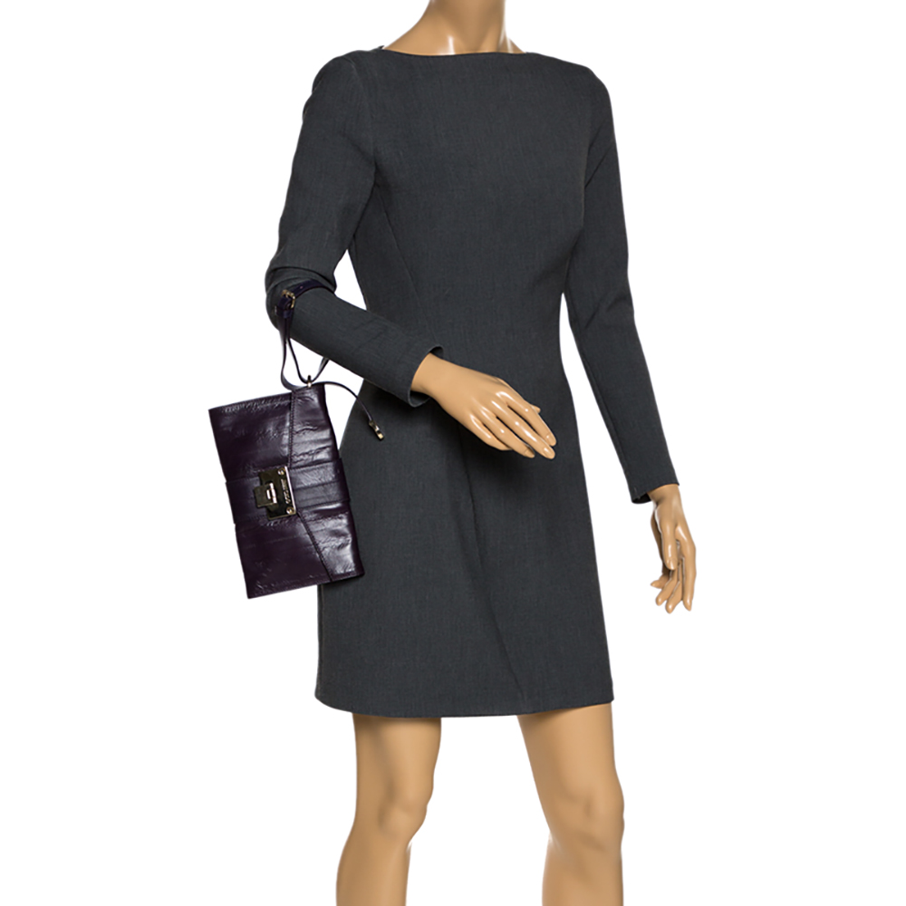 

Jimmy Choo Purple Eel Rebel Clutch