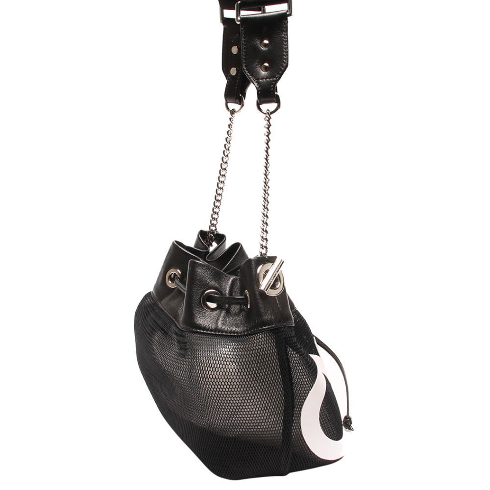 

Jimmy Choo Black Net Leather Chain Shoulder Bag