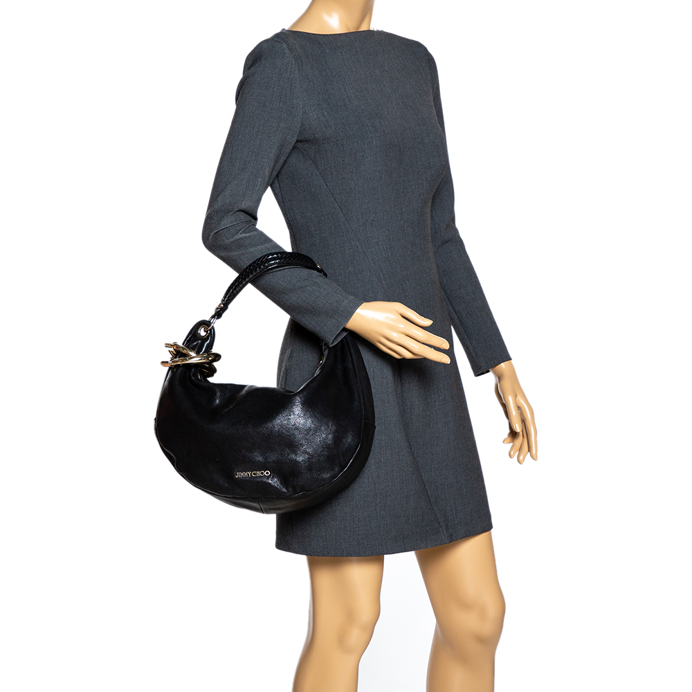 

Jimmy Choo Black Leather Small Solar Hobo