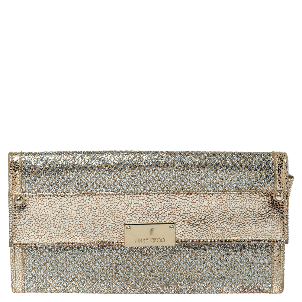 jimmy choo metallic clutch