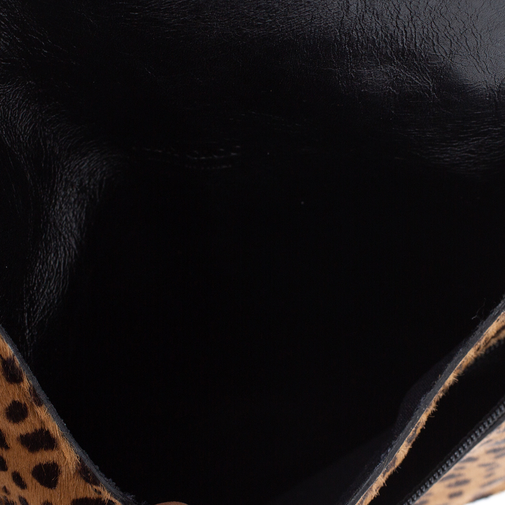 

Jimmy Choo Beige/Black Leopard Print Calfhair and Leather Clutch