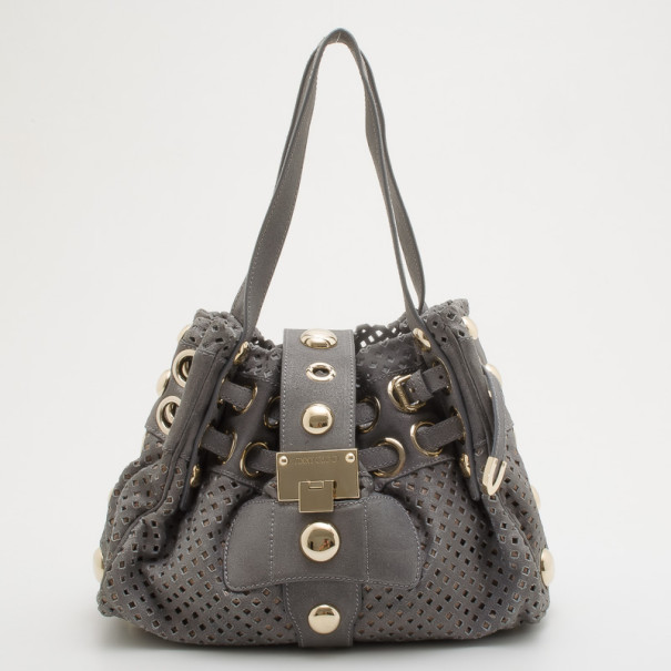 Pre Owned Jimmy Choo Limited Edition Metallic Suede Riki Bag