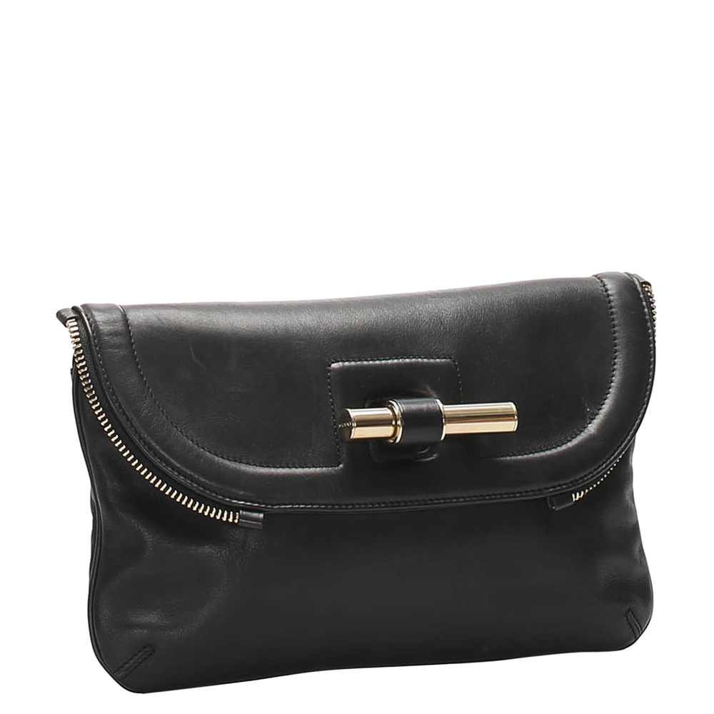 

Jimmy Choo Black Leather Justine Clutch