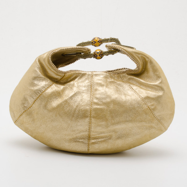 Pre Owned Jimmy Choo Gold Metallic Small Hobo