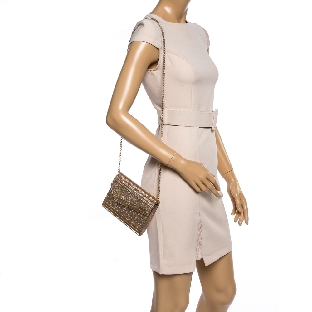 

Jimmy Choo Gold Glitter Acrylic Candy Chain Clutch