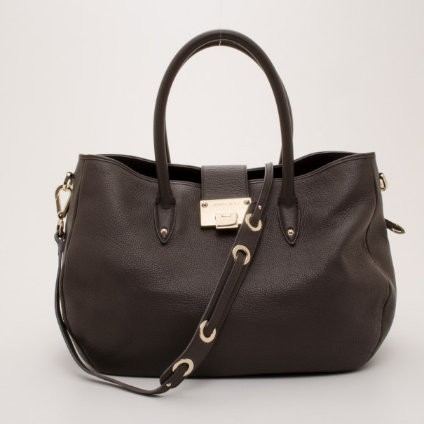 Pre Owned Jimmy Choo Grey 'Rania' Convertible Leather Tote 