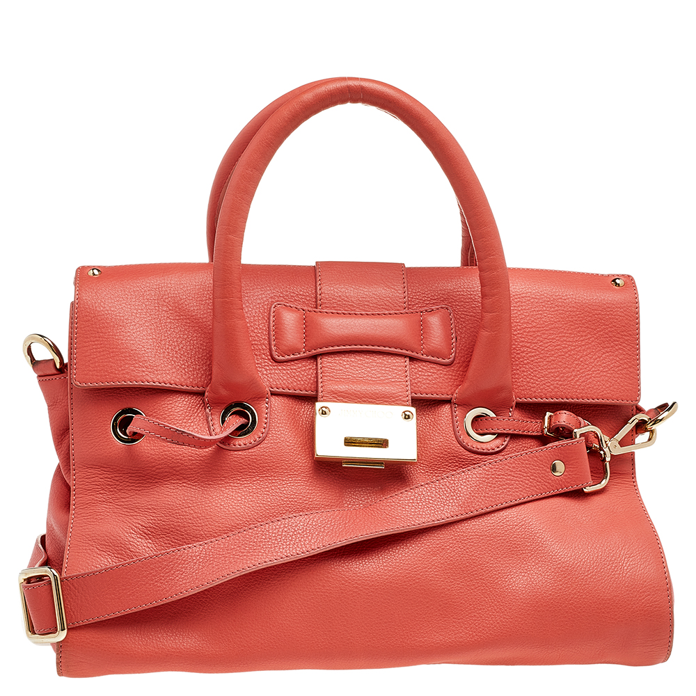 

Jimmy Choo Coral Leather Rosalie Satchel, Red