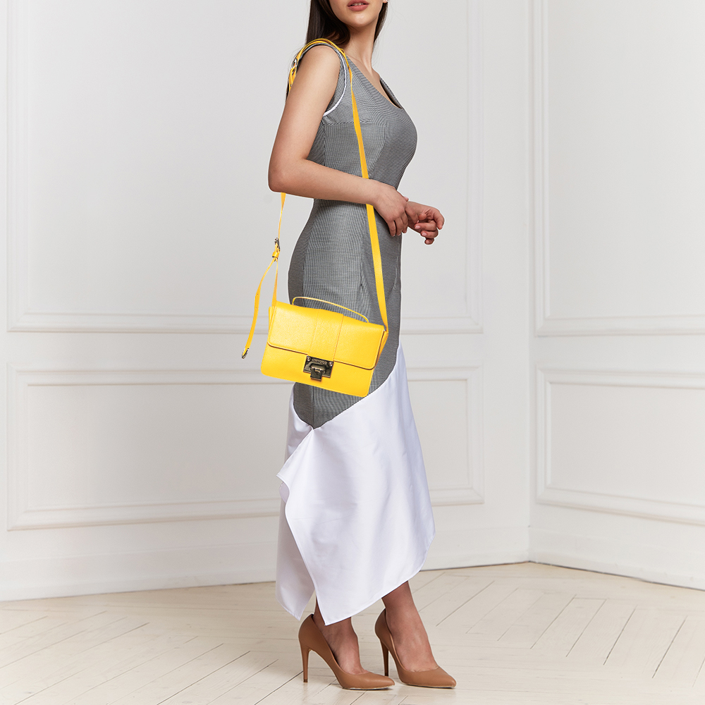 

Jimmy Choo Yellow Leather Rebel Flap Top Handle Bag