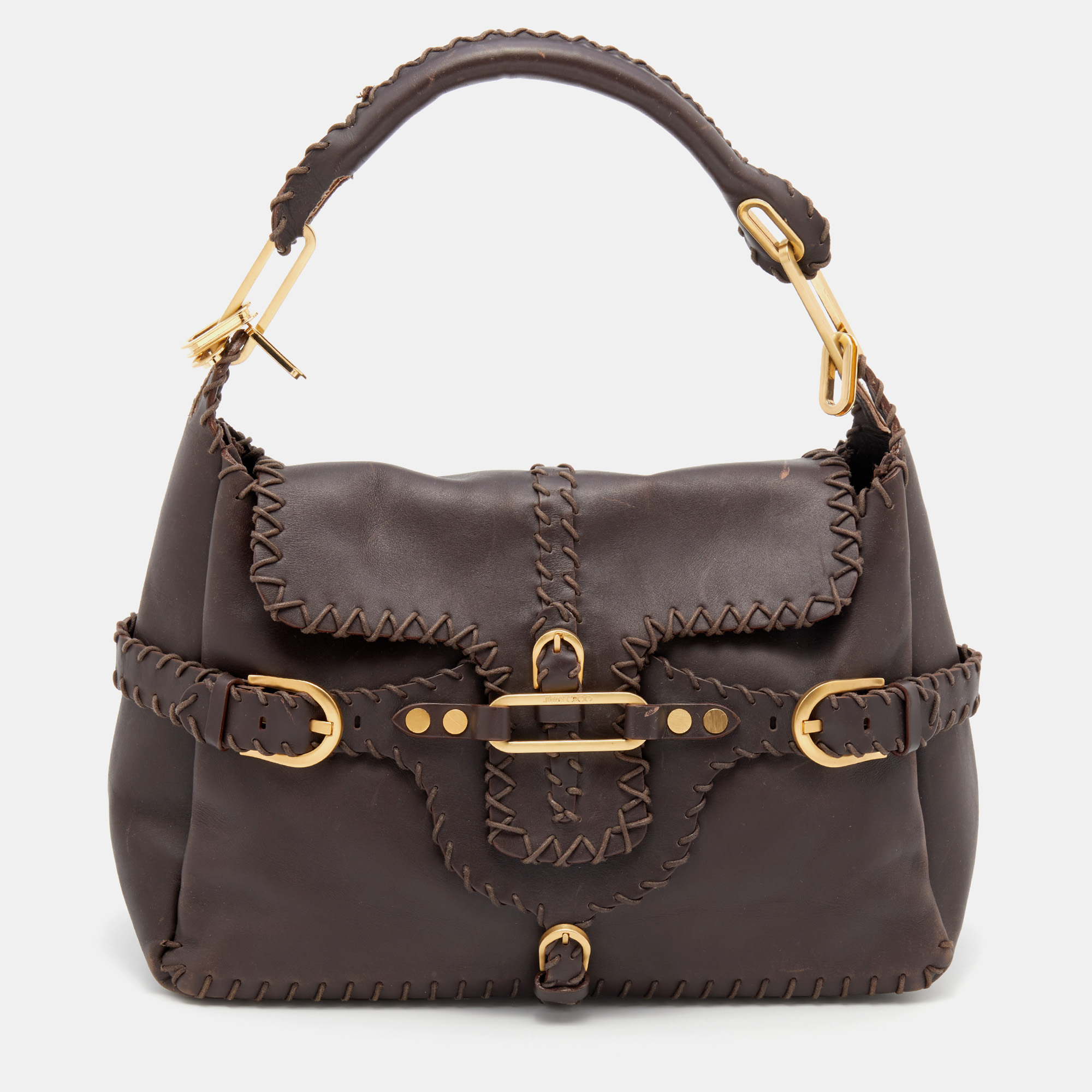 

Jimmy Choo Brown Leather Tulita Shoulder Bag